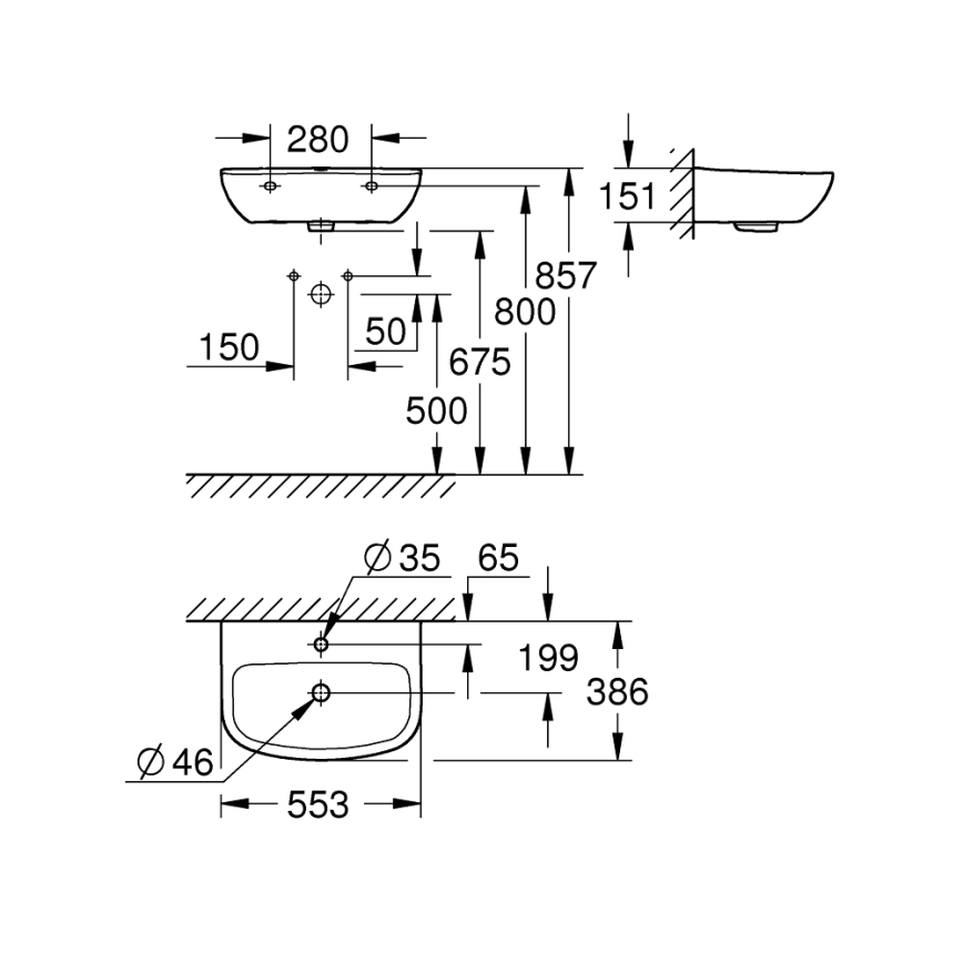 GROHE 39440000 - Lavabo BAU CERAMIC 553 × 386 mm cerámica/blanco