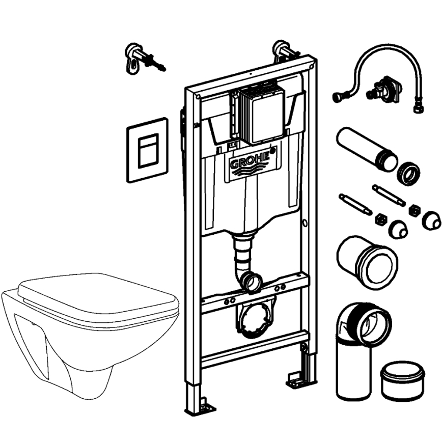 GROHE 39467000 - Juego para inodoro SOLIDO 1,13 m cerámica/blanco