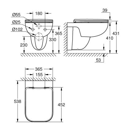 GROHE 39815000 - Inodoro suspendido START EDGE 53,8 x 36,5 cm blanco duradero