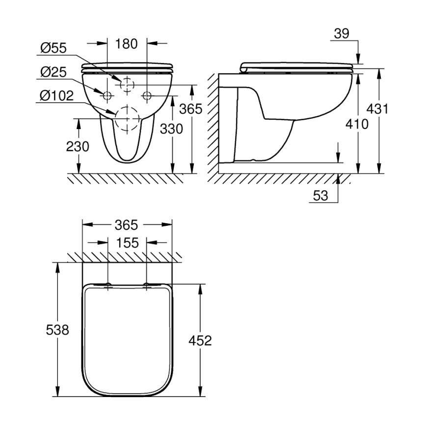 GROHE 39815000 - Inodoro suspendido START EDGE 53,8 x 36,5 cm blanco duradero