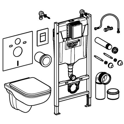 GROHE 39816000 - Juego para inodoro SOLIDO COMPACT 1,13 m, cerámica/blanco