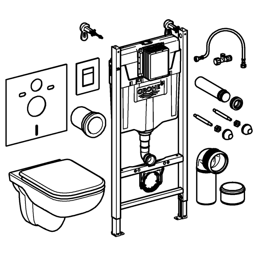 GROHE 39816000 - Juego para inodoro SOLIDO COMPACT 1,13 m, cerámica/blanco