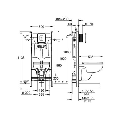 GROHE 39816000 - Juego para inodoro SOLIDO COMPACT 1,13 m, cerámica/blanco
