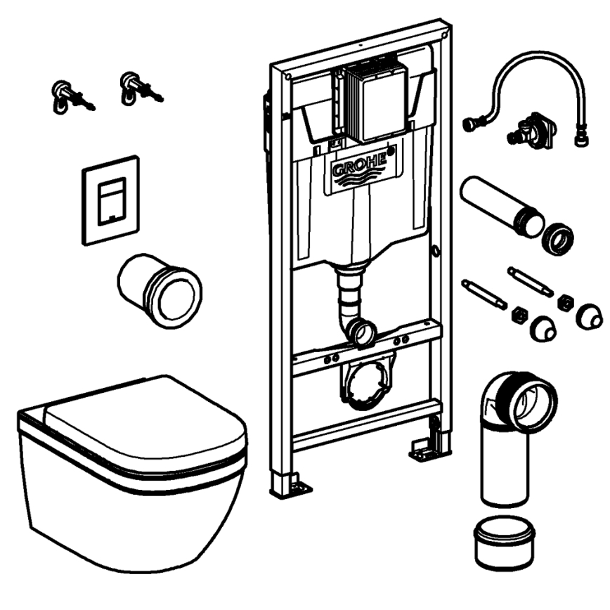 GROHE 39941000 - Kit para WC SOLIDO 1,13 m cromo brillante