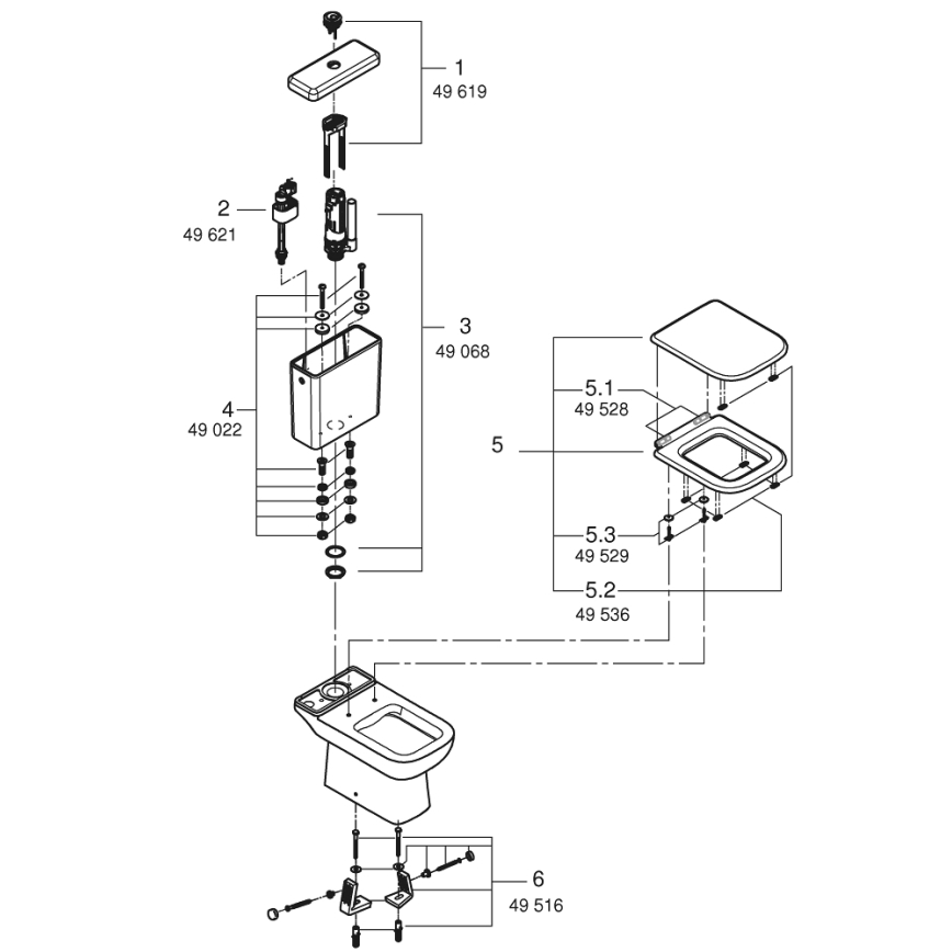GROHE 39951000 - Conjunto WC START EDGE 384 × 668 mm cerámica/blanco