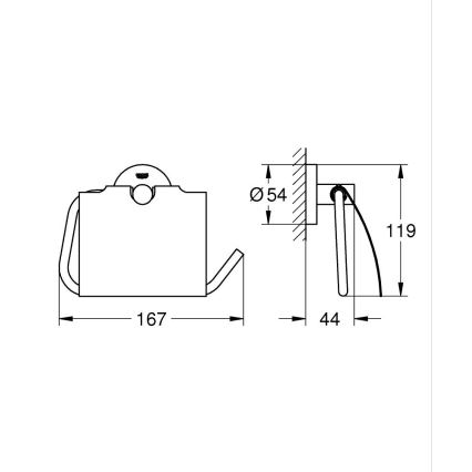 GROHE 40367001 - Soporte para papel higiénico ESSENTIALS 167 x 119 mm cromo brillante