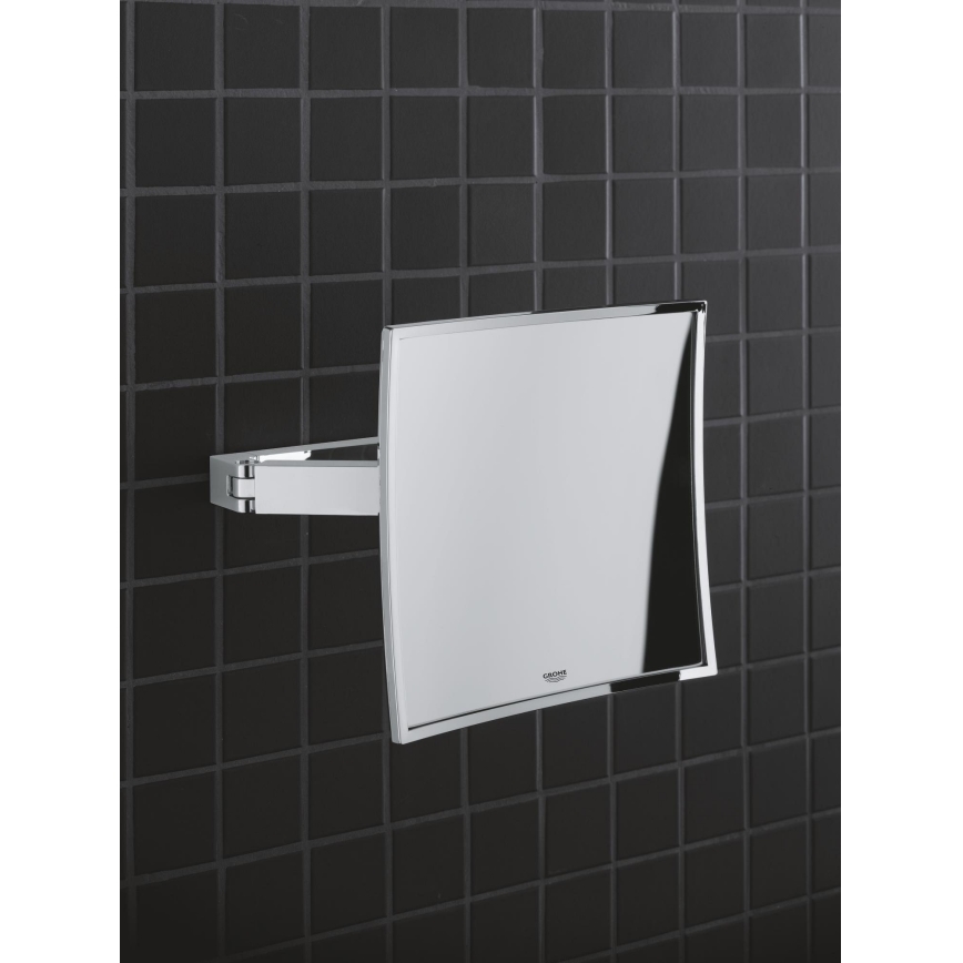 GROHE 40808000 - Espejo de maquillaje SELECTION CUBE 22,3 × 22,3 cm cromo brillante