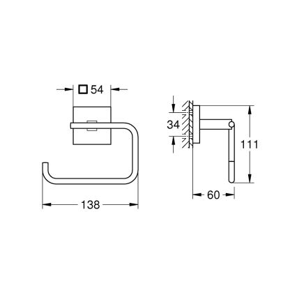 GROHE 40978000 - Portarrollos para papel higiénico START CUBE, cromo brillante