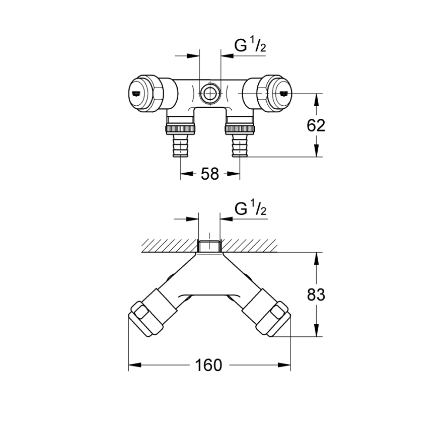GROHE 41020000 - Válvula doble EGGEMANN 12” cromado brillante