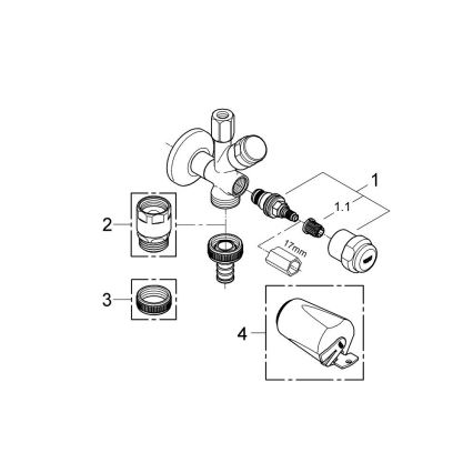 GROHE 41073000 - Válvula angular combinada WAS 12” × 38” cromo brillante