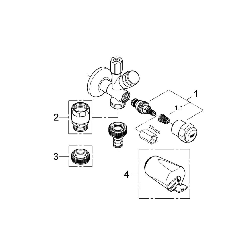 GROHE 41073000 - Válvula angular combinada WAS 12” × 38” cromo brillante
