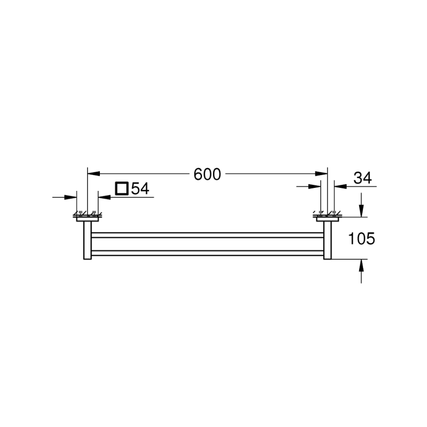 GROHE 41104DC0 - Toallero doble QUICKFIX START CUBE 654 mm de acero inoxidable