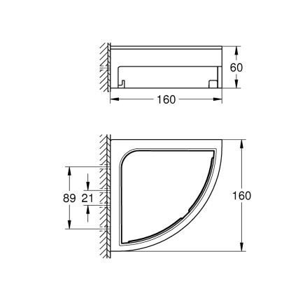 GROHE 411062430 - Estante de ducha de esquina ESSENTIALS 250 × 250 mm negro