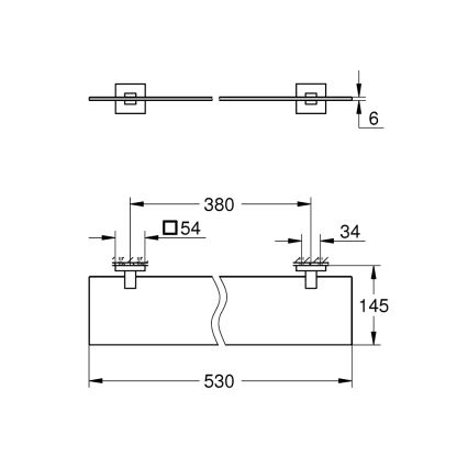 GROHE 41109000 - Estante de vidrio START CUBE 530 mm, cromo brillante