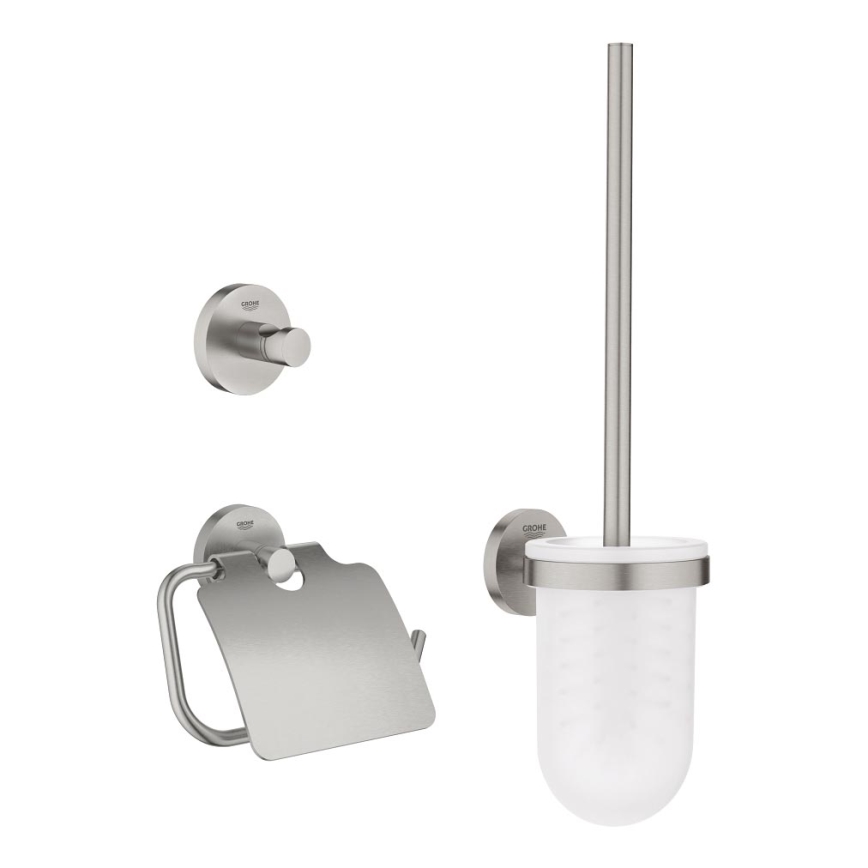 GROHE 41204DC0 - Juego de accesorios para inodoro 3 en 1 START acero inoxidable
