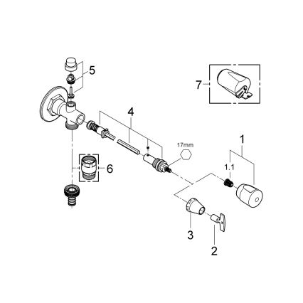 GROHE 41208000 - Válvula mural exterior EUROTEC DN 15 con acabado en cromo brillante