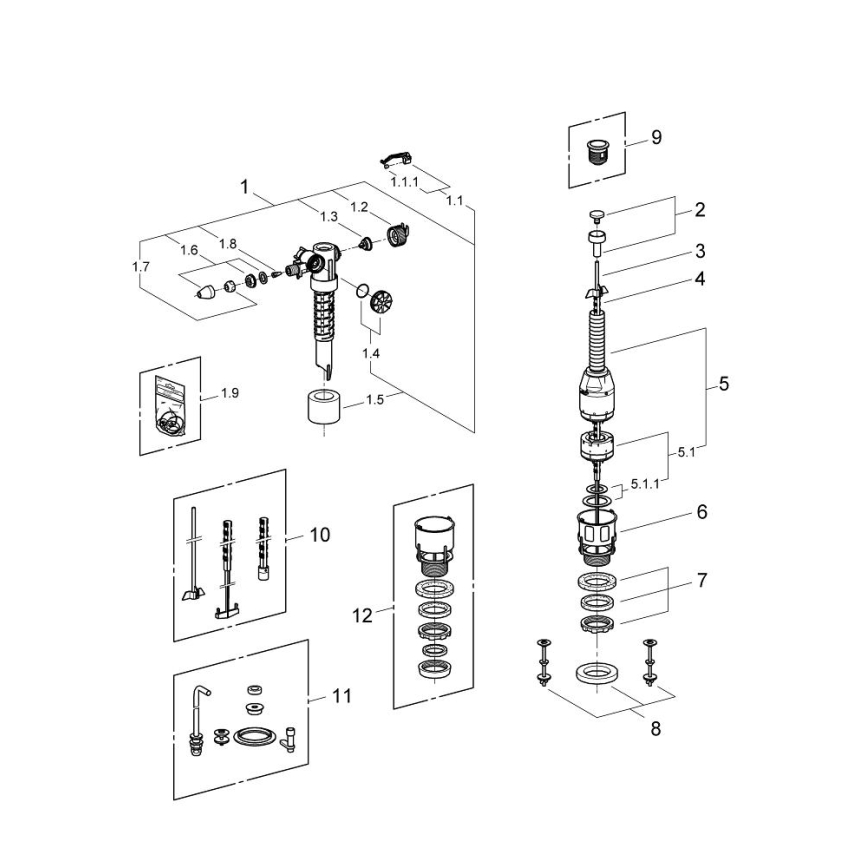 GROHE 43907PI0 - Juego de recambio para cisternas cerámicas de inodoro