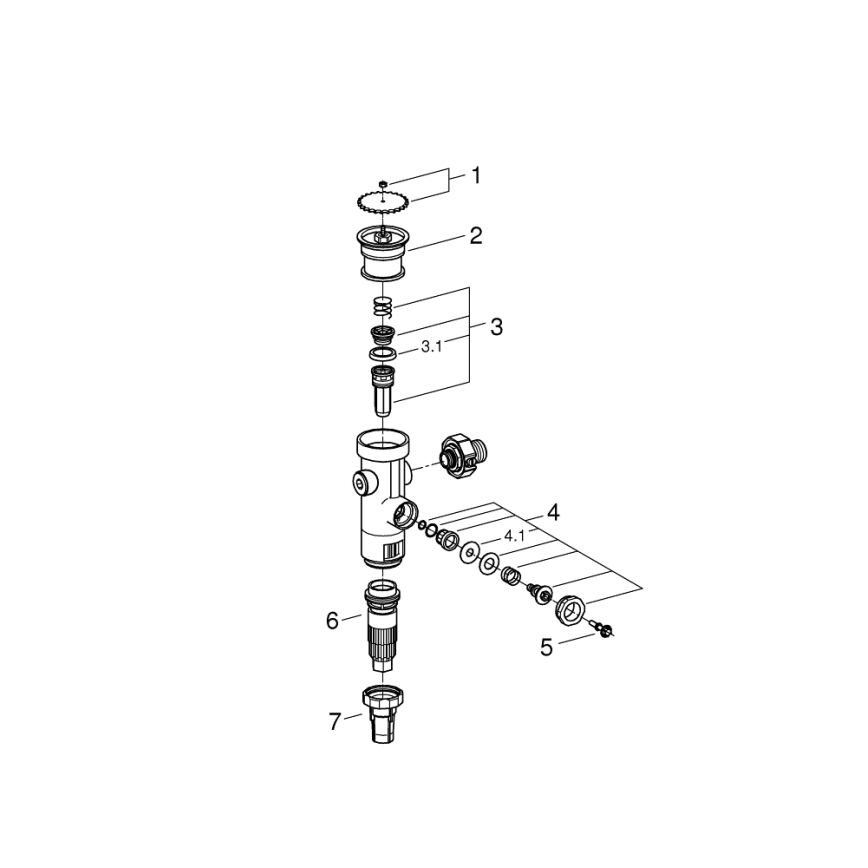GROHE 43996000 - Mecanismo de descarga a presión RONDO 3” cromo brillante