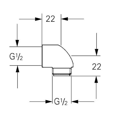 GROHE 45304000 - Codo de ducha DN 15 × DN 15, acabado cromo brillante