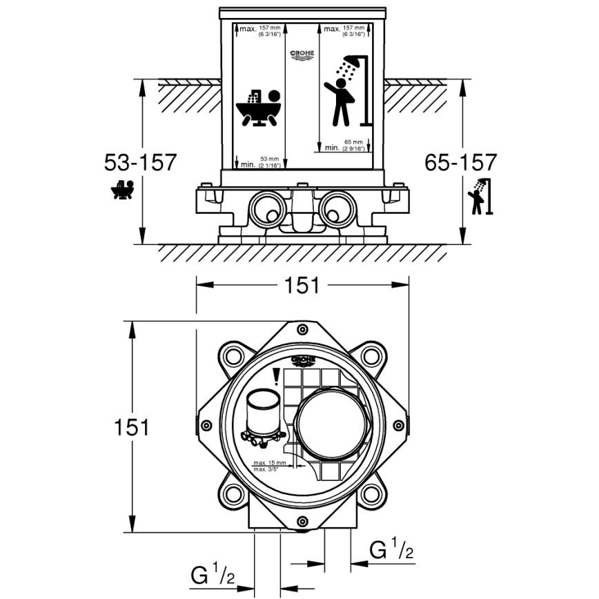 GROHE 45984001 - Kit empotrado DN 15, latón