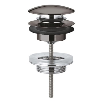 GROHE 65807A00 - Juego de desagüe con tapón para lavabos con rebosadero, acabado grafito
