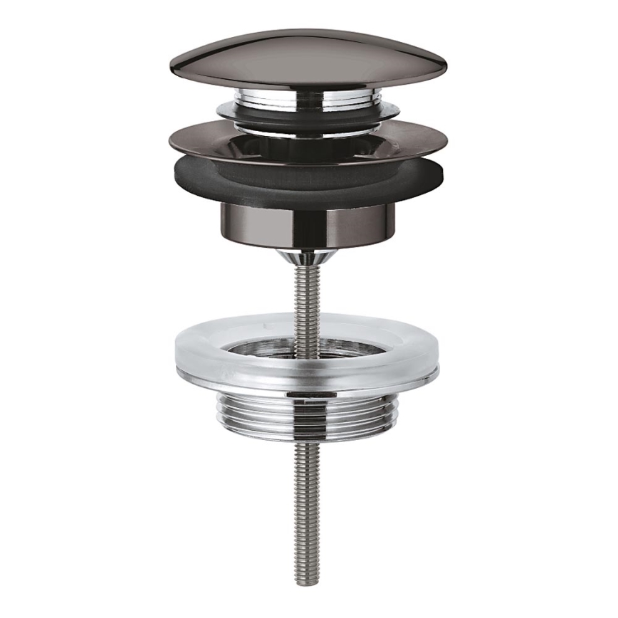 GROHE 65807A00 - Juego de desagüe con tapón para lavabos con rebosadero, acabado grafito