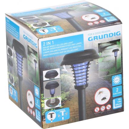 Grundig 12217 - Lámpara solar LED y zapper de insectos LED/1xAA 600 mAh