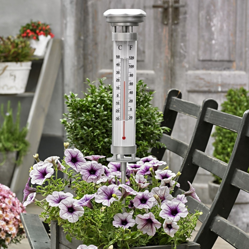 Grundig 89640 - Lámpara solar LED con termómetro LED/1,2V 600 mAh IP44