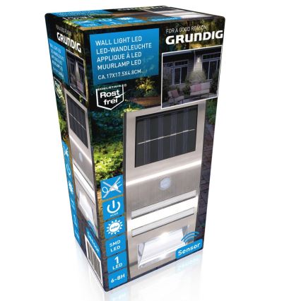 Grundig - Aplique LED solar con sensor LED/1xAA 600mAh IP64