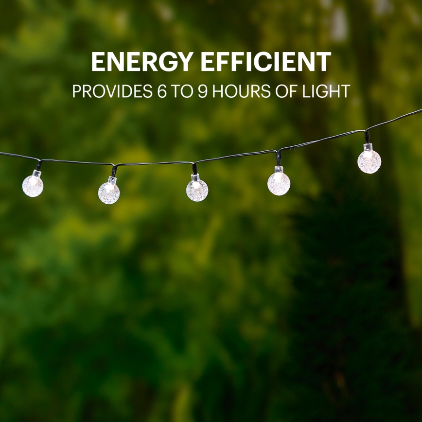 Grundig - Cadena solar LED 50xLED/8 funciones 6,9m blanco cálido