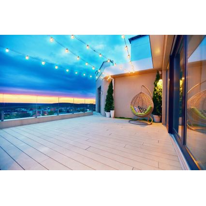 Grundig - Guirnalda solar LED regulable 50xLED/8 funciones 9,35 m blanco cálido 1200 mAh + mando a distancia