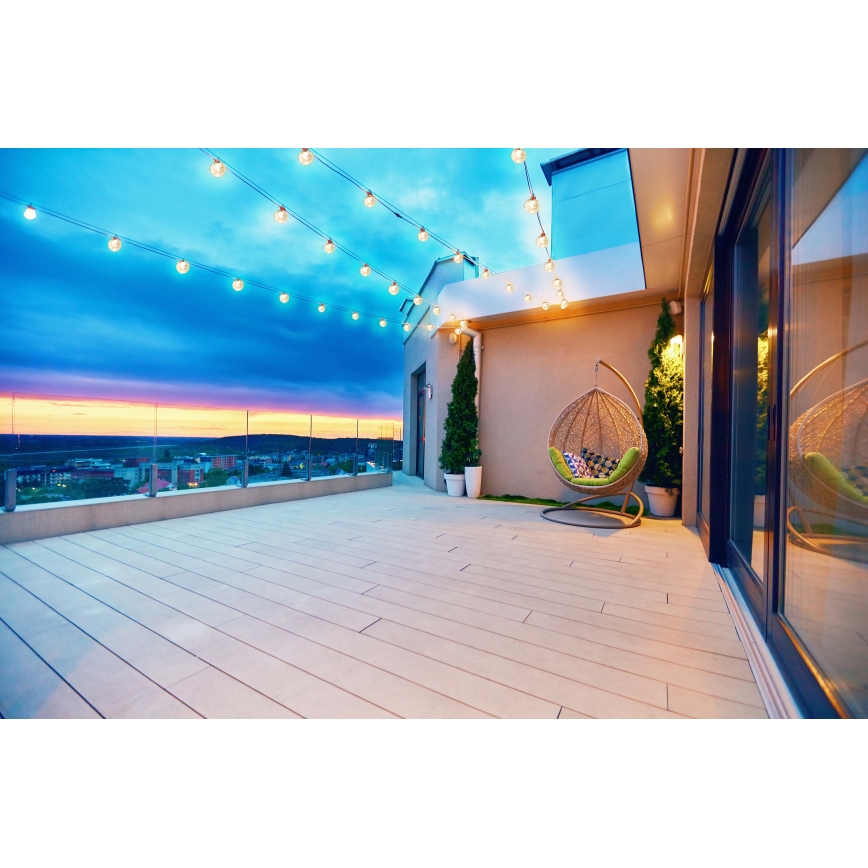 Grundig - Guirnalda solar LED regulable 50xLED/8 funciones 9,35 m blanco cálido 1200 mAh + mando a distancia
