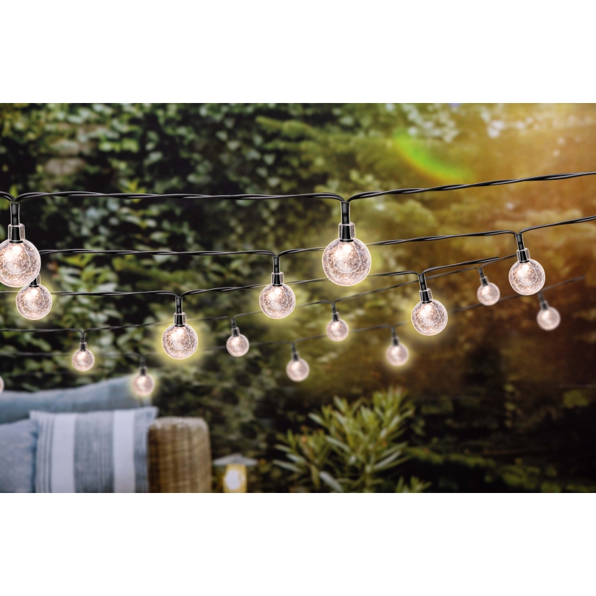 Grundig - Guirnalda solar LED regulable 50xLED/8 funciones 9,35 m blanco cálido 1200 mAh + mando a distancia