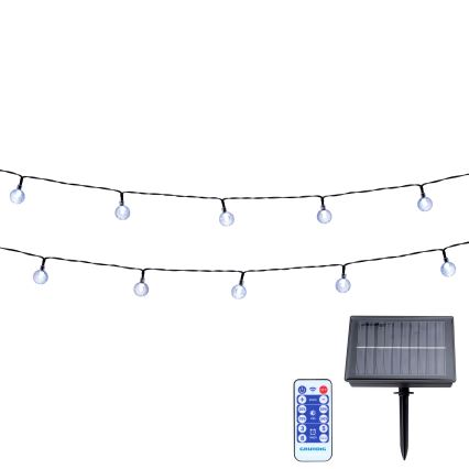 Grundig - Guirnalda solar LED regulable 50xLED/8 funciones 9,35 m blanco cálido 1200 mAh + mando a distancia