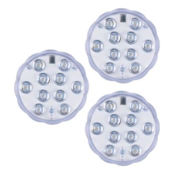 Grundig - Juego de 3 luminarias LED RGBW regulables LED/3W/3xAAA IP65 + mando a distancia