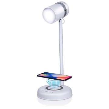 Grundig - Lámpara de mesa LED 3 en 1 con carga inalámbrica y altavoz LED/15W/5V