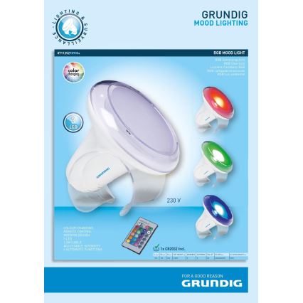 Grundig - Lámpara de mesa LED RGB regulable LED/1W/230V+ mando a distancia