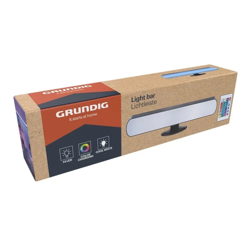 Grundig - Lámpara de mesa LED RGBW regulable LED/0,7W/5V negra + mando a distancia