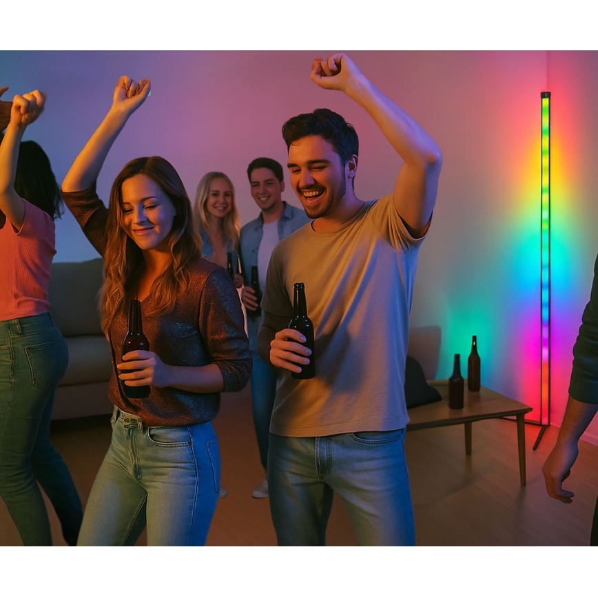 Grundig - Lámpara de pie LED regulable RGBW, 6 W, 230 V + mando a distancia