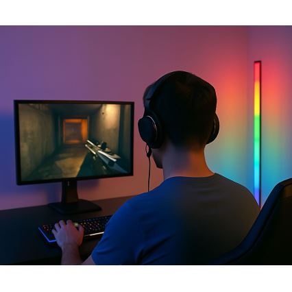 Grundig - Lámpara de pie LED regulable RGBW, 6 W, 230 V + mando a distancia