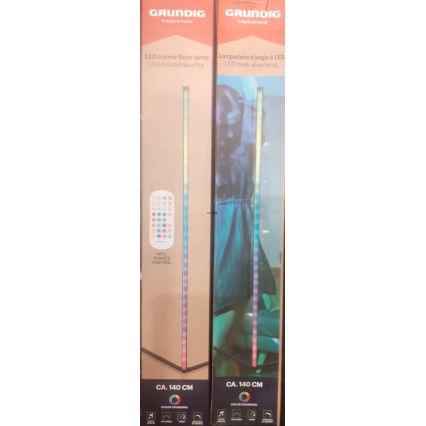 Grundig - Lámpara de pie LED regulable RGBW, 6 W, 230 V + mando a distancia