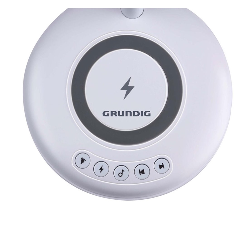 Grundig - Lámpara de mesa LED 3 en 1 con carga inalámbrica y altavoz LED/15W/5V