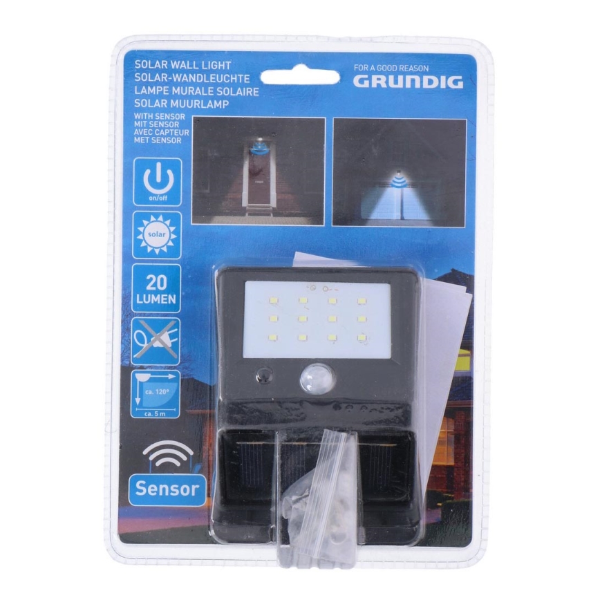 Grundig - Lámpara solar LED con sensor 1xLED/0,25W/1xAA 600 mAh
