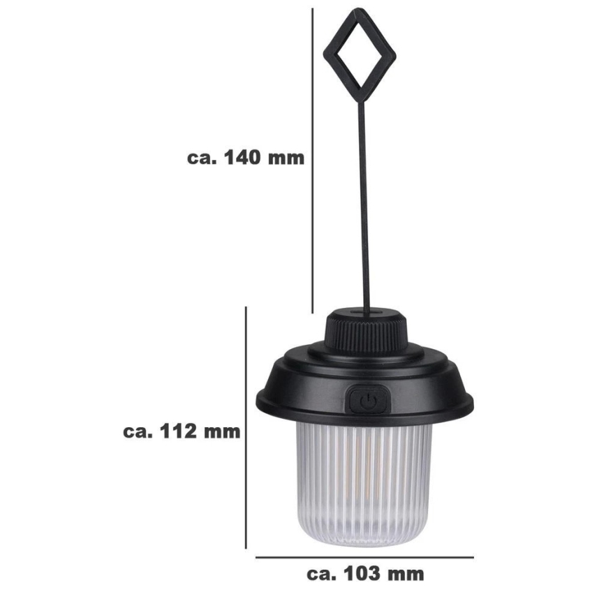 Grundig - linterna de camping LED/3xAA 3000/4500/6000K IP44 negra