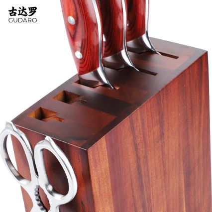 Gudaro - Bloque para cuchillos 25x25x10 cm AKIRA acacia