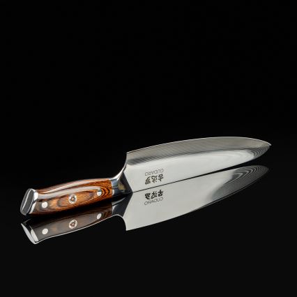Gudaro - Cuchillo de chef de damasco FENG 8, 67 capas de acero, longitud 20 cm