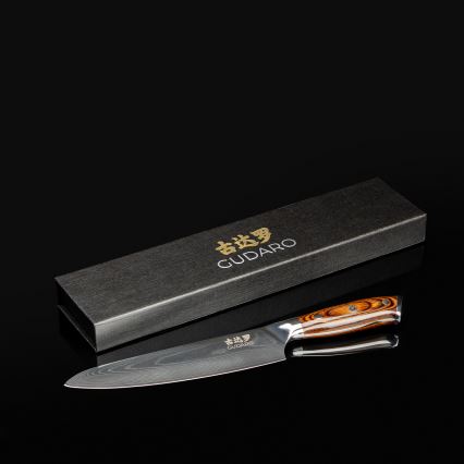 Gudaro - Cuchillo de chef de damasco FENG 8, 67 capas de acero, longitud 20 cm