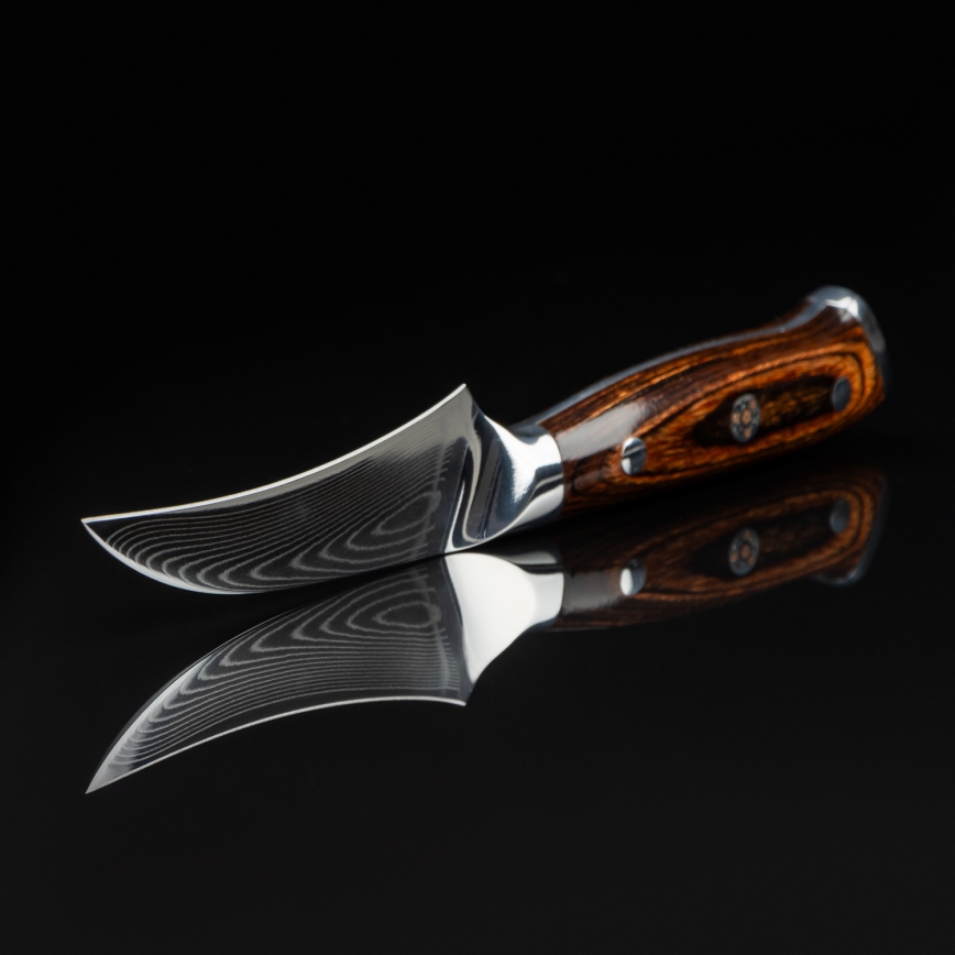 Gudaro - Cuchillo de cocina BIRD BEAK 7,6 cm de acero damasco