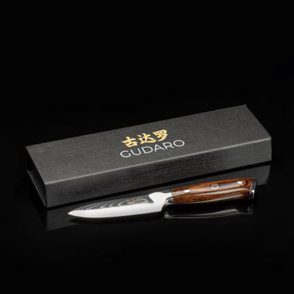 Gudaro - Cuchillo de cocina de damasco FENG 3,5, 67 capas de acero, longitud de 9,5 cm