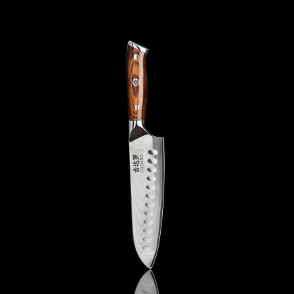 Gudaro - Cuchillo de cocina SANTOKU 17,5 cm acero de Damasco